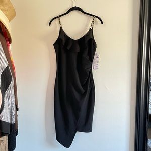 Almost Famous Black Bodycon Ruffle Wrap Midi Dress